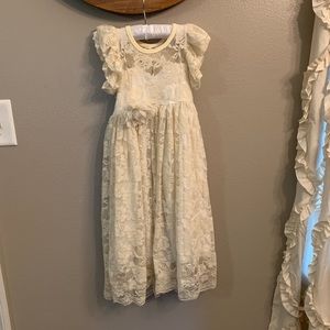 Ivory lace girls maxi dress